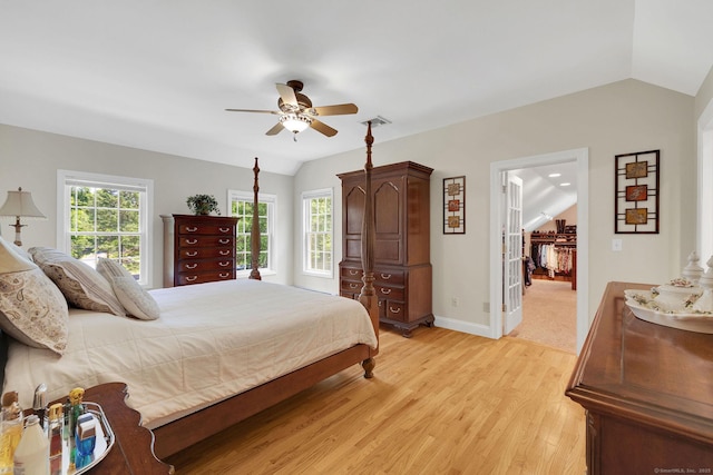 427 Long Mountain Rd, New Milford, CT 06776 - bedroom featuring lofted ceiling, light wood-style flooring, and ceiling fan