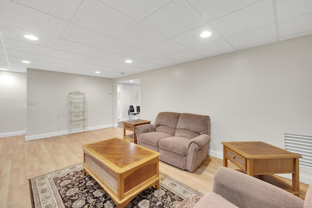 427 Long Mountain Rd, New Milford, CT 06776 - living room featuring light wood-style flooring, a drop ceiling, and recessed lighting