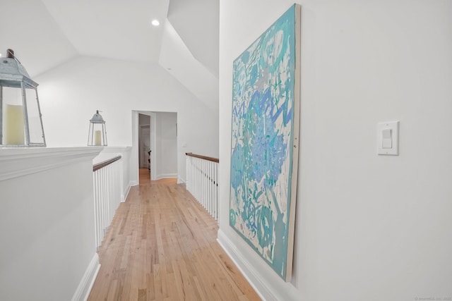 21 Oak Ridge Park, Westport, CT 06880 - corridor featuring light wood-style flooring, lofted ceiling, and recessed lighting