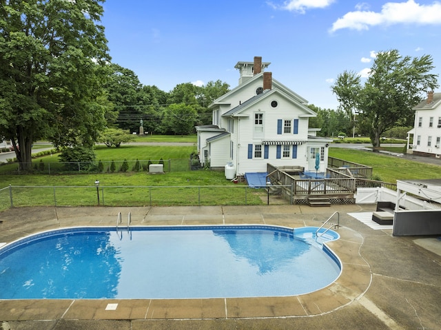 122 College St, Old Saybrook, CT 06475 - view of pool featuring a deck and a fenced backyard