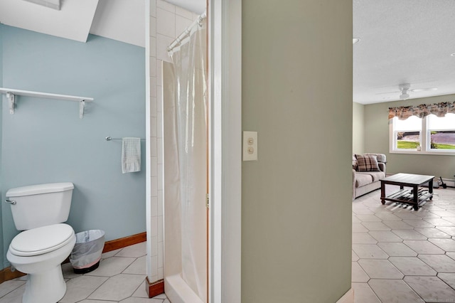 133 Savage Hill Rd, Berlin, CT 06037 - bathroom with a stall shower, tile patterned flooring, and ceiling fan