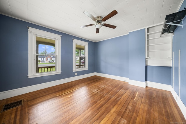 692 Enfield St, Enfield, CT 06082 - spare room with hardwood / wood-style flooring, ceiling fan, and ornamental molding