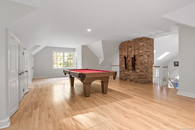 39 Wampum Hill Rd, Weston, CT 06883 - recreation room featuring lofted ceiling, light wood-type flooring, and billiards table