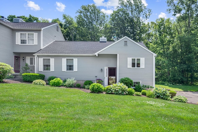 80 Quarry Village Rd, Cheshire, CT 06410 - view of front of home with a front lawn, roof with shingles, and a chimney