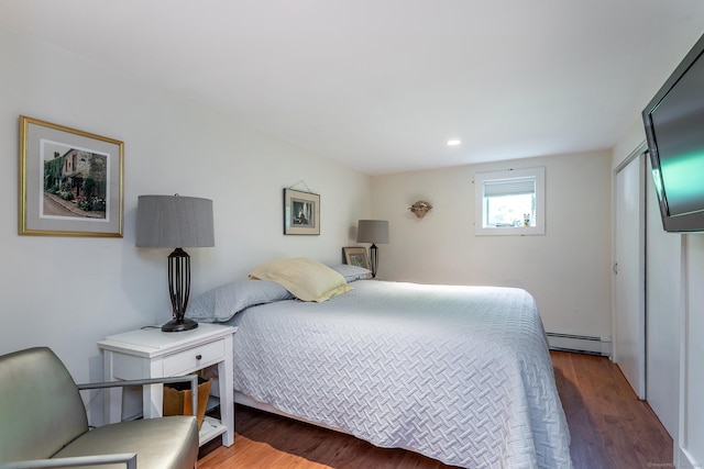 173 Bch Hill Rd E, Bridgewater, CT 06752 - bedroom with baseboard heating, wood finished floors, and recessed lighting