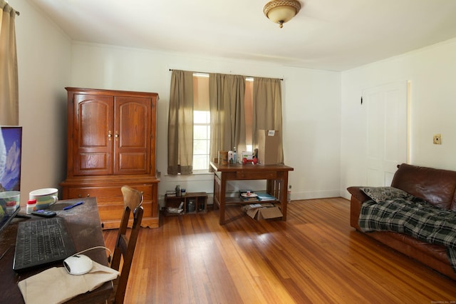 182 Church St, North Canaan, CT 06018 - living room with hardwood / wood-style flooring and crown molding