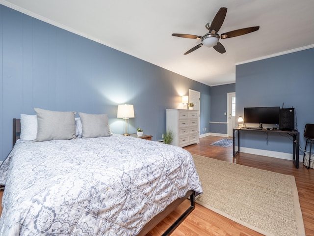 1 Blue Ridge Ln, Wilton, CT 06897 - bedroom featuring ornamental molding, wood finished floors, and ceiling fan