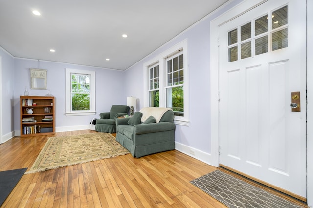 116 Knapp St, Stamford, CT 06907 - entrance foyer featuring light wood-style flooring, recessed lighting, and ornamental molding
