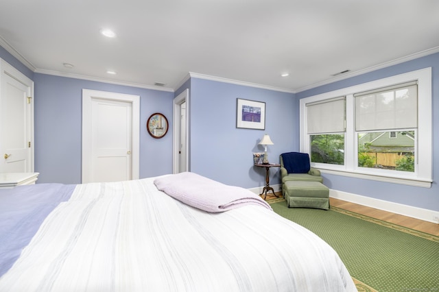 116 Knapp St, Stamford, CT 06907 - bedroom featuring wood finished floors, crown molding, and recessed lighting