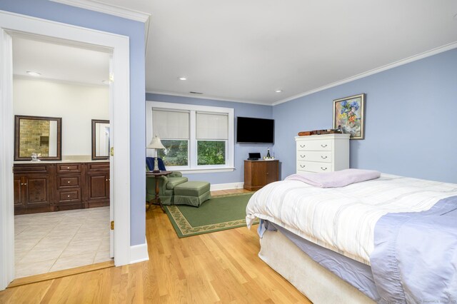 116 Knapp St, Stamford, CT 06907 - bedroom with crown molding, light wood-type flooring, and recessed lighting