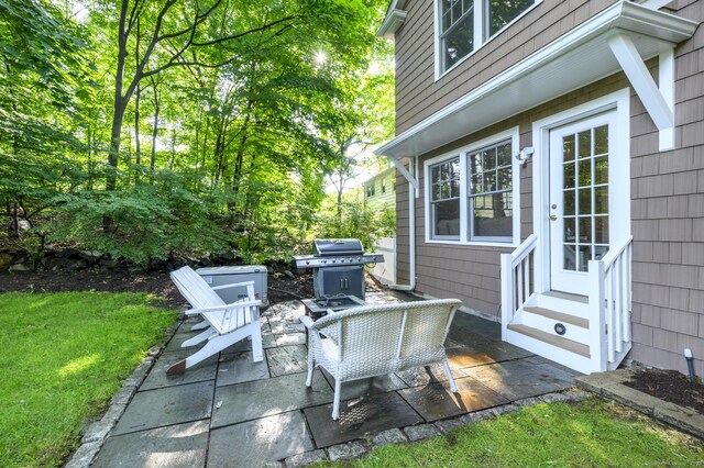 116 Knapp St, Stamford, CT 06907 - view of patio with entry steps and a grill