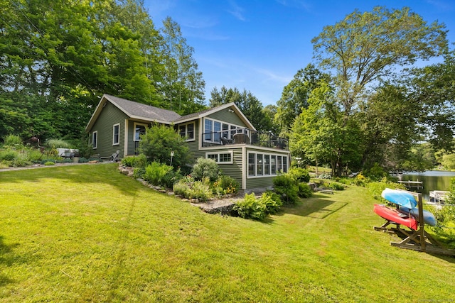 271 Haywardville Rd, East Haddam, CT 06415 - rear view of property featuring a sunroom and a yard