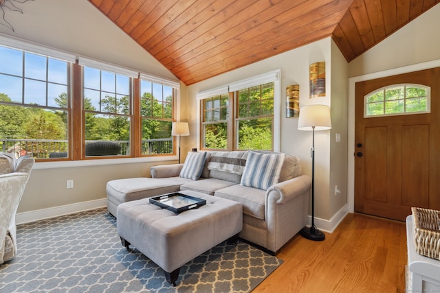 271 Haywardville Rd, East Haddam, CT 06415 - living area with vaulted ceiling, wood ceiling, plenty of natural light, and wood finished floors