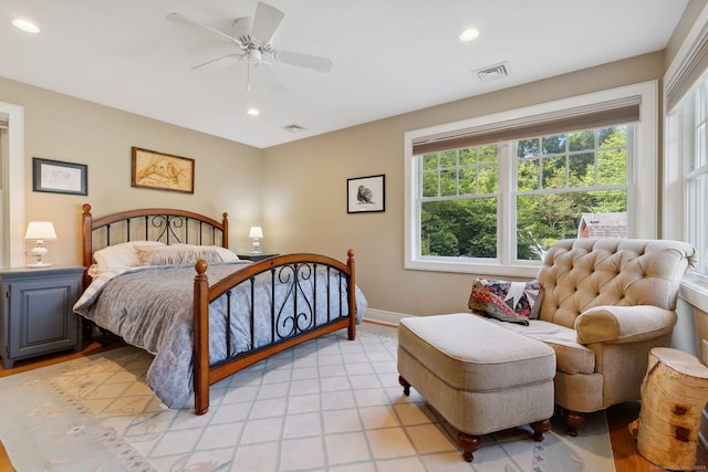 271 Haywardville Rd, East Haddam, CT 06415 - bedroom featuring multiple windows, recessed lighting, and ceiling fan
