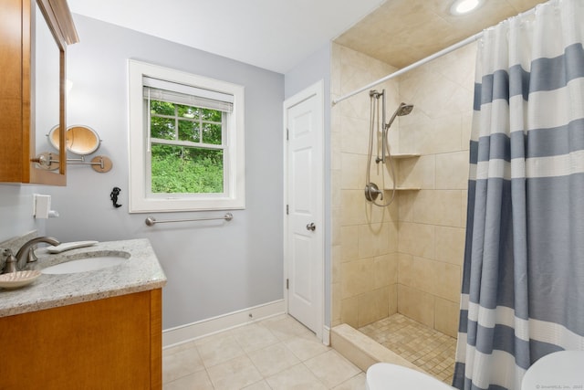 271 Haywardville Rd, East Haddam, CT 06415 - full bathroom with vanity, tiled shower, and tile patterned flooring