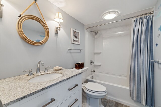 271 Haywardville Rd, East Haddam, CT 06415 - bathroom with shower / bath combo, wood finished floors, and vanity