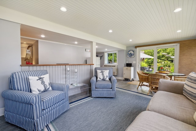 271 Haywardville Rd, East Haddam, CT 06415 - living area with recessed lighting, wooden ceiling, and wood finished floors