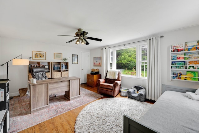 253 Gardner St, Manchester, CT 06040 - bedroom with light wood-style floors, an office area, and ceiling fan
