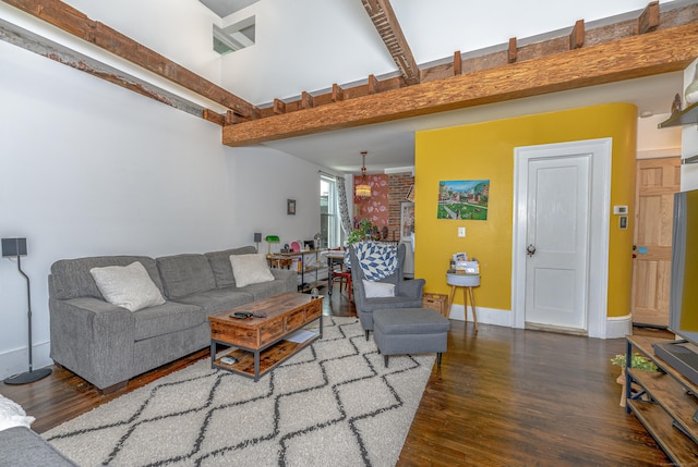 272 Saint John St, New Haven, CT 06511 - living room with wood finished floors and beamed ceiling