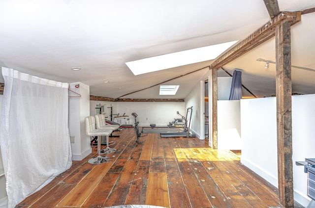 272 Saint John St, New Haven, CT 06511 - interior space with hardwood / wood-style flooring, a skylight, and vaulted ceiling