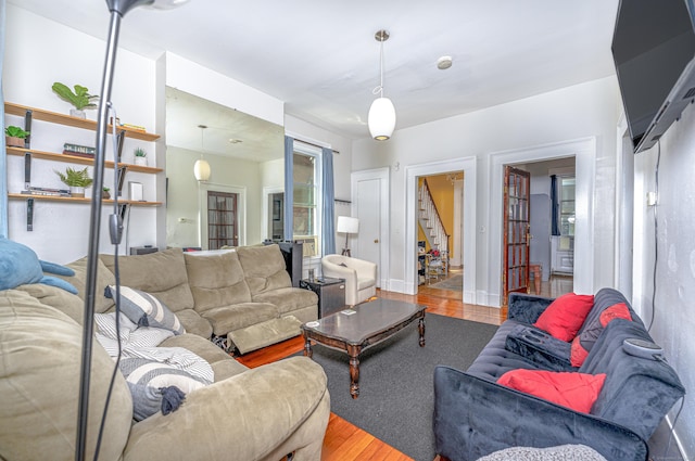 272 Saint John St, New Haven, CT 06511 - living room featuring wood finished floors and stairs