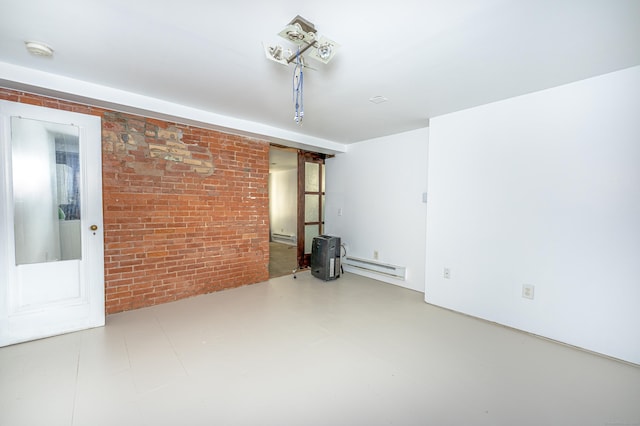 272 Saint John St, New Haven, CT 06511 - empty room featuring brick wall, a baseboard radiator, and a smoke detector