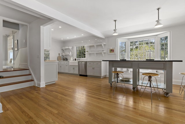 634 Nod Hill Rd, Wilton, CT 06897 - kitchen featuring plenty of natural light, light wood-type flooring, dishwasher, open shelves, and recessed lighting