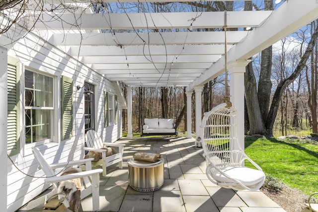 634 Nod Hill Rd, Wilton, CT 06897 - view of patio with a pergola and an outdoor hangout area