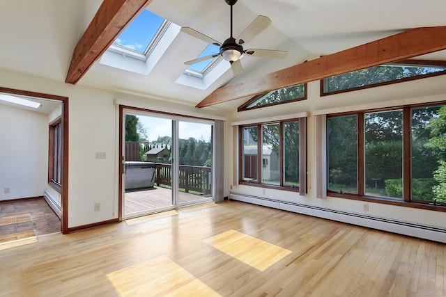 134 Millard St, Fairfield, CT 06824 - unfurnished sunroom with a skylight and baseboard heating
