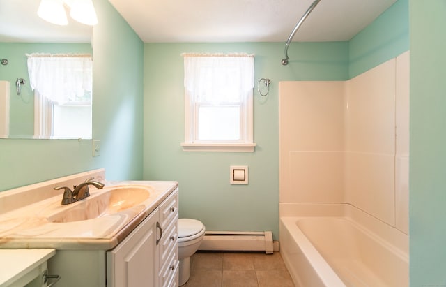 103 Saltonstall Pkwy, East Haven, CT 06512 - full bath with a baseboard radiator, vanity, tile patterned flooring, and  shower combination