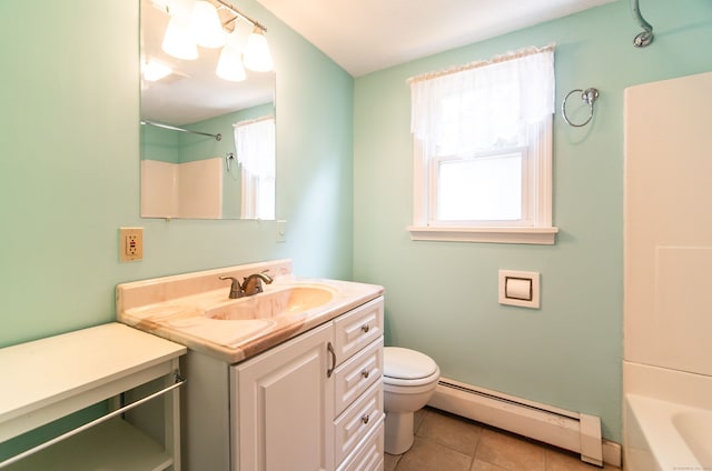 103 Saltonstall Pkwy, East Haven, CT 06512 - bathroom with a baseboard radiator, vanity, healthy amount of natural light, and tile patterned floors