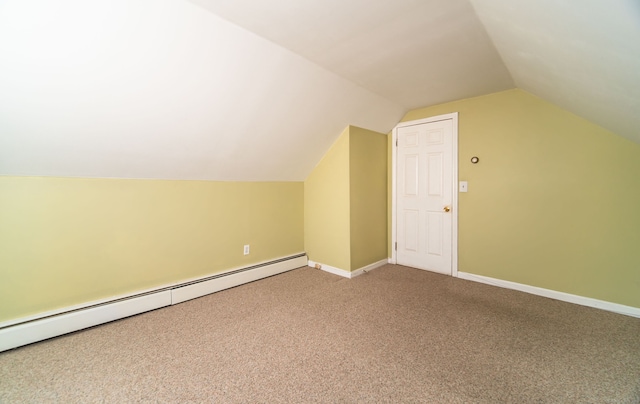 103 Saltonstall Pkwy, East Haven, CT 06512 - additional living space featuring a baseboard radiator, carpet flooring, and vaulted ceiling