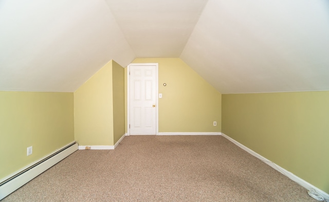 103 Saltonstall Pkwy, East Haven, CT 06512 - additional living space featuring a baseboard radiator, carpet, and lofted ceiling