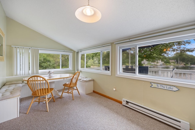 81 Standish Rd, Coventry, CT 06238 - sunroom with a baseboard radiator, lofted ceiling, and a water view