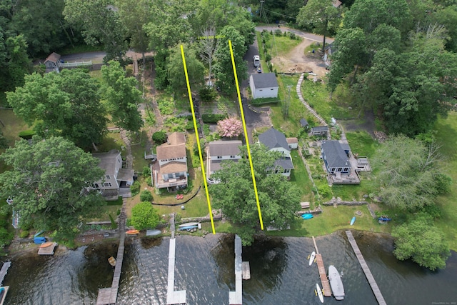 81 Standish Rd, Coventry, CT 06238 - aerial view of property and surrounding area with a large body of water and property boundaries highlighted