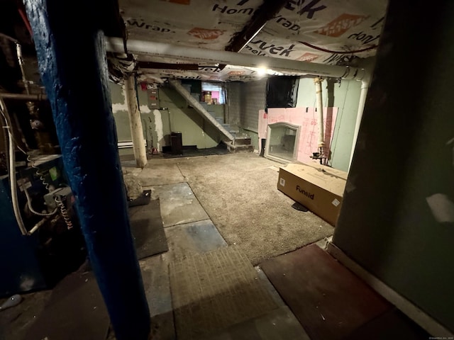 81 Easton Ave, Waterbury, CT 06704 - unfinished below grade area featuring stairway