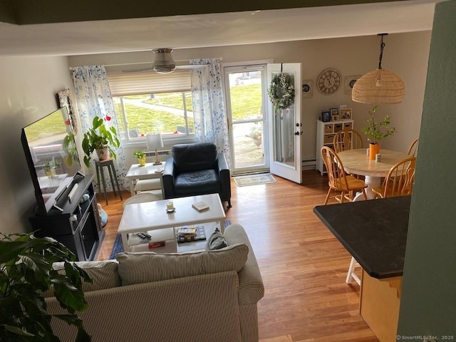 175 W Walk Unit 175, West Haven, CT 06516 - living room featuring light wood-style floors and a baseboard radiator