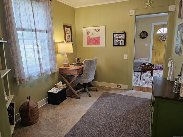 346 Pine St, Bristol, CT 06010 - office area with carpet flooring and crown molding
