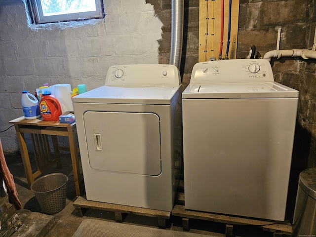 346 Pine St, Bristol, CT 06010 - laundry room with separate washer and dryer and concrete block wall