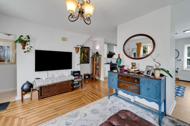 385 Blatchley Ave, New Haven, CT 06513 - living room featuring a chandelier and wood finished floors
