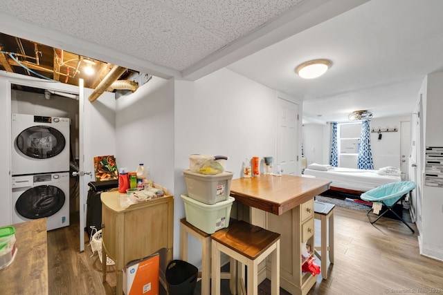 385 Blatchley Ave, New Haven, CT 06513 - laundry room with stacked washer / drying machine and wood finished floors