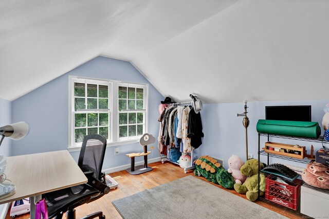 98 Morningside Dr W, Bristol, CT 06010 - home office featuring wood finished floors and lofted ceiling