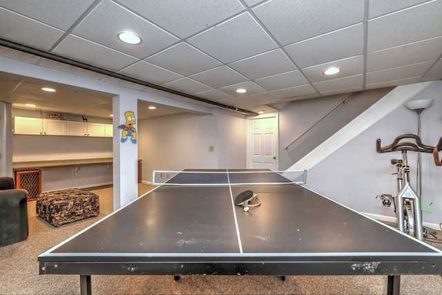 31 Meadowview Dr, Trumbull, CT 06611 - rec room with recessed lighting and a paneled ceiling