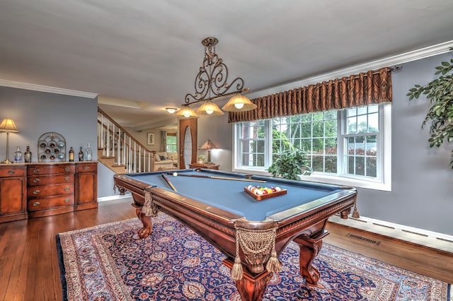 31 Meadowview Dr, Trumbull, CT 06611 - rec room featuring crown molding, billiards, and wood finished floors