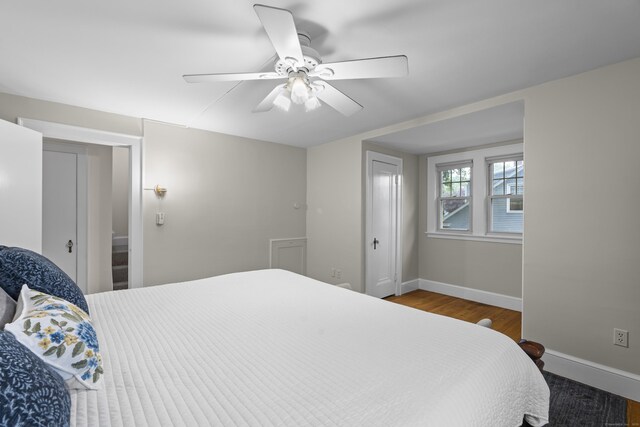 51 Carmel St, Hamden, CT 06518 - bedroom with wood finished floors and ceiling fan