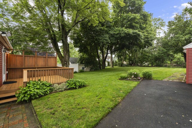51 Carmel St, Hamden, CT 06518 - view of yard featuring a wooden deck