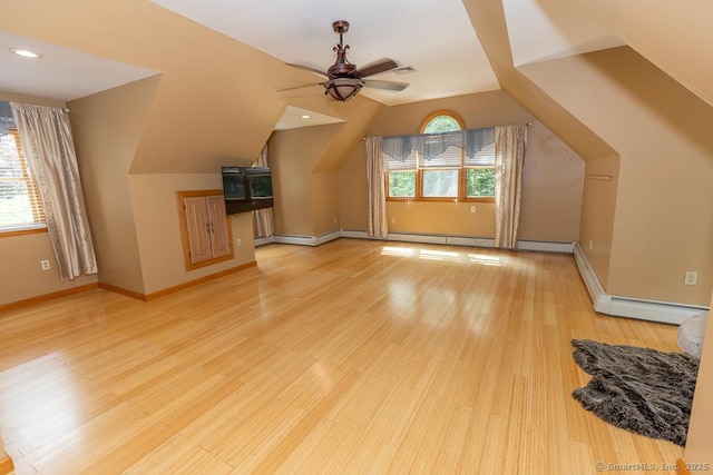 328 Old Marlborough Tpke, Portland, CT 06480 - bonus room with a ceiling fan, lofted ceiling, light wood-type flooring, and a baseboard heating unit