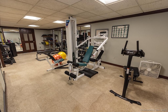 328 Old Marlborough Tpke, Portland, CT 06480 - exercise room featuring a paneled ceiling and carpet