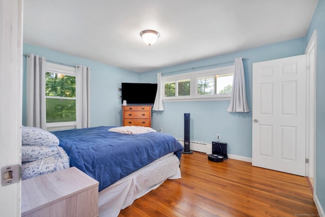 123 Geer Rd, Griswold, CT 06351 - bedroom with multiple windows, wood finished floors, baseboard heating, and a baseboard radiator