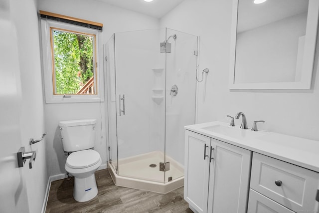 162 Shortwoods Rd, New Fairfield, CT 06812 - full bathroom with wood finished floors, vanity, and a shower stall